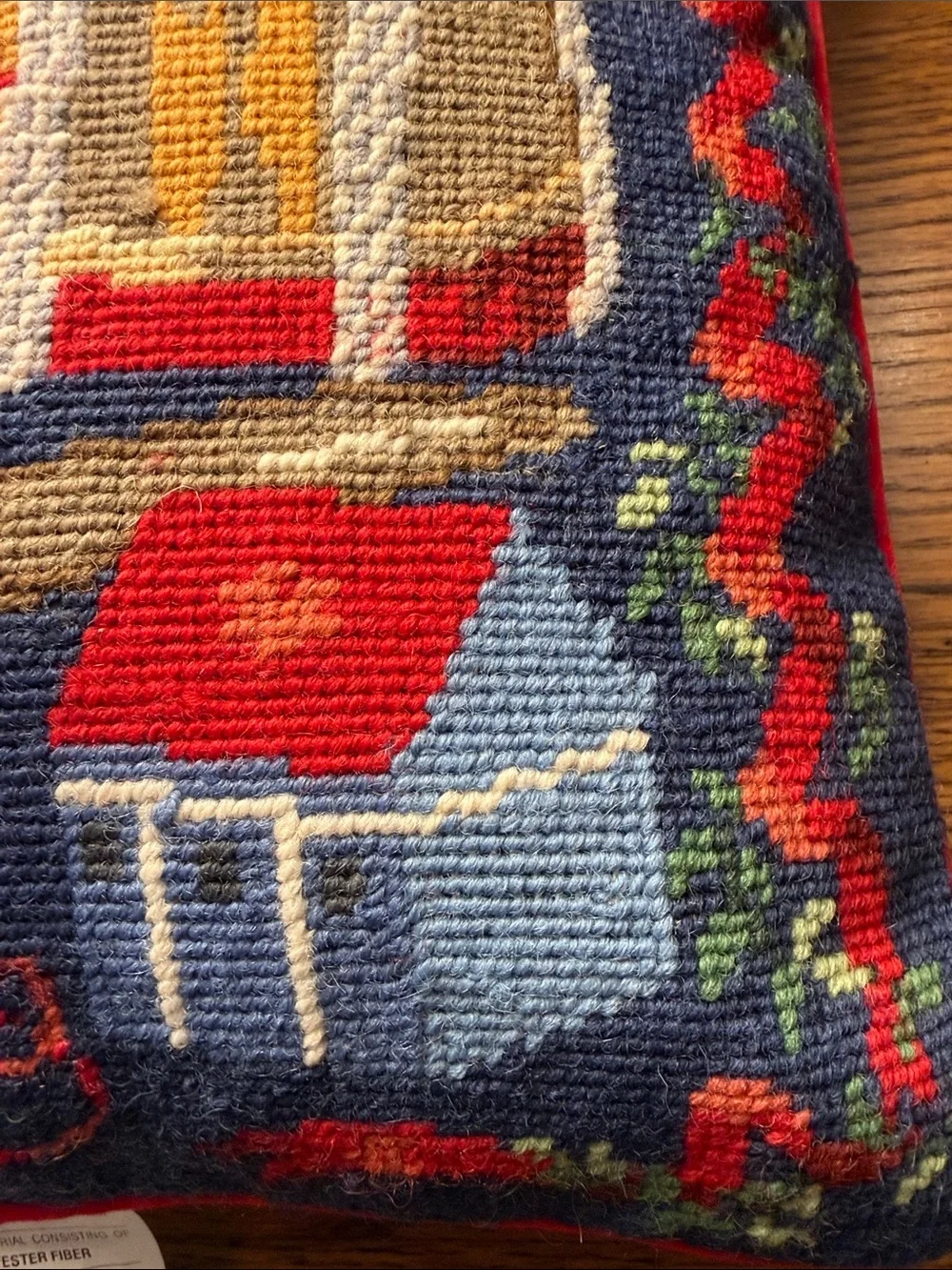Williamsburg Christmas Wool Needlepoint Pillow Toy Soldiers Drum Horse Vintage